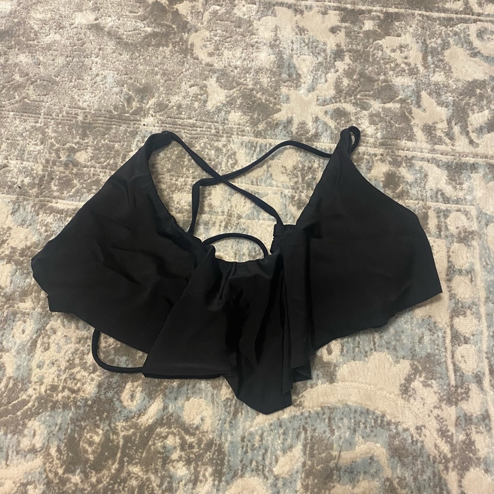 Black Ruffle Bikini Top